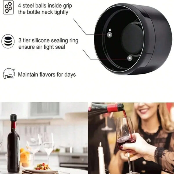 Weinverschluss & Sektverschluss mit Vakuum | Flaschenverschluss für Wein & Sekt – Bild 3