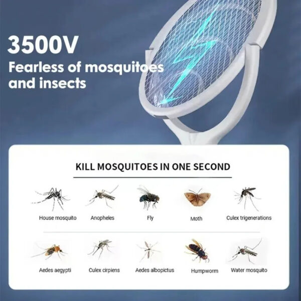 Elektrische Fliegenklatsche | Mosquitofalle Schläger für Mücken, Nachtfalter und Fliegen – Bild 3