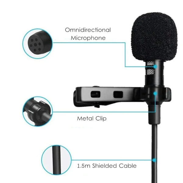 Mini Smartphone Mikrofon für iOS Lightning, Typ-C, USB oder 3.5mm Eingang | iPhone Ansteck-Mikrofon – Bild 3