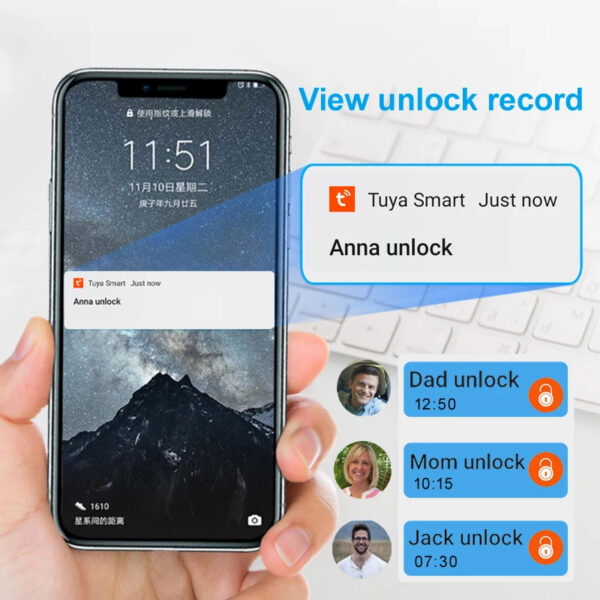Smartes Fingerabdruck Schloss | Intelligentes Padlock Vorhängeschloss mit App – Bild 3