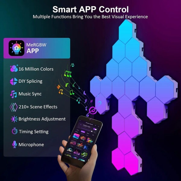 Smart Home RGB LED-Panele kompatibel mit Amazon Alexa & Google Assistant | Hexagon Gaming Licht – Bild 4