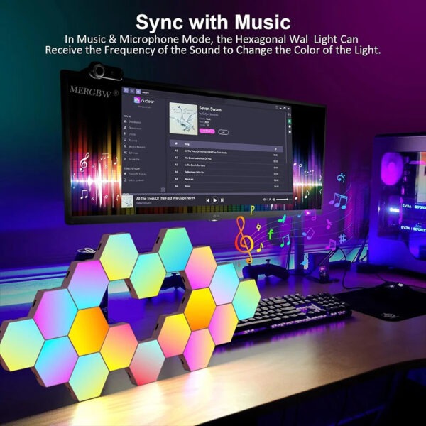 Smart Home RGB LED-Panele kompatibel mit Amazon Alexa & Google Assistant | Hexagon Gaming Licht – Bild 5