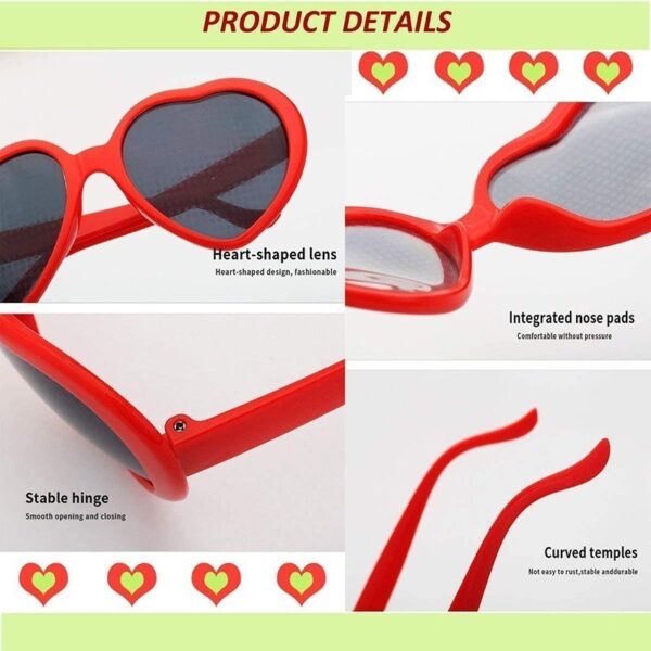 Brille mit Herz Effekt in Rot | 3D Herz Effekt Sonnenbrille | Brille mit Herz-Hologramm – Bild 4