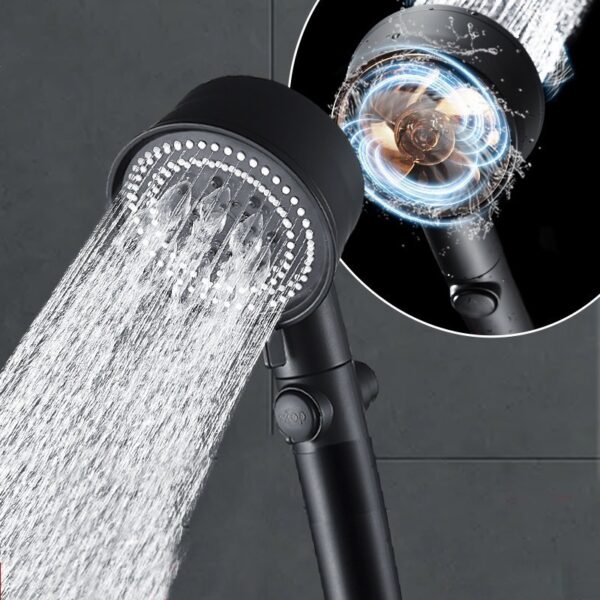 Handbrause Duschkopf | Propeller Duschkopf mit drehbarer Verstellung | 5 Strahlarten für die Dusche – Bild 2