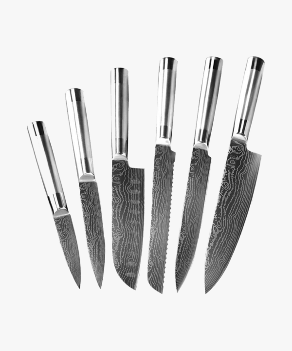 Japanisches Kuechen Messer Set im Laser Damascus Style Qualitativ hochwertige scharfe Messerklinge Titelbild