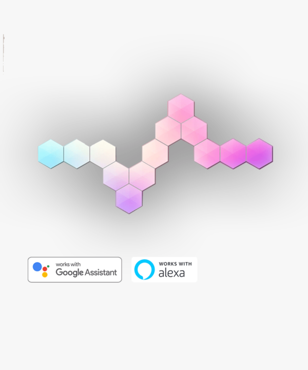 RGB LED Hexagon Gaming Licht kompatibel mit Amazon Alexa und Google Assistant | WLAN inkl. App oder Fernbedienung | Smart Home Wandleuchte Panele