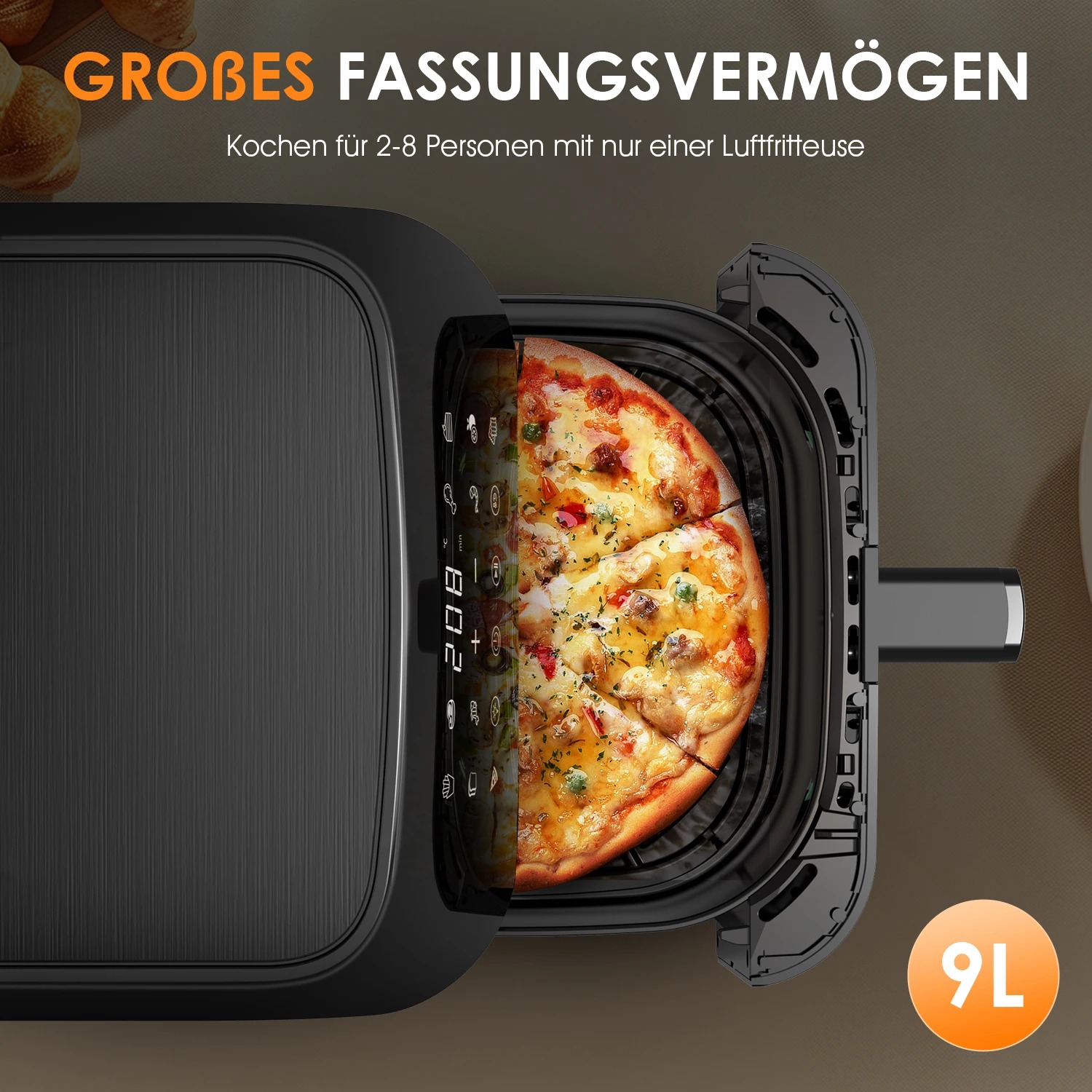 Heißluftfritteuse 6 L | Air Fryer mit 10 Modi, Touch-Funktion & 60-Minuten-Timer 8 Heißluftfritteuse 6 L | Air Fryer mit 10 Modi, Touch-Funktion & 60-Minuten-Timer – Bild 8