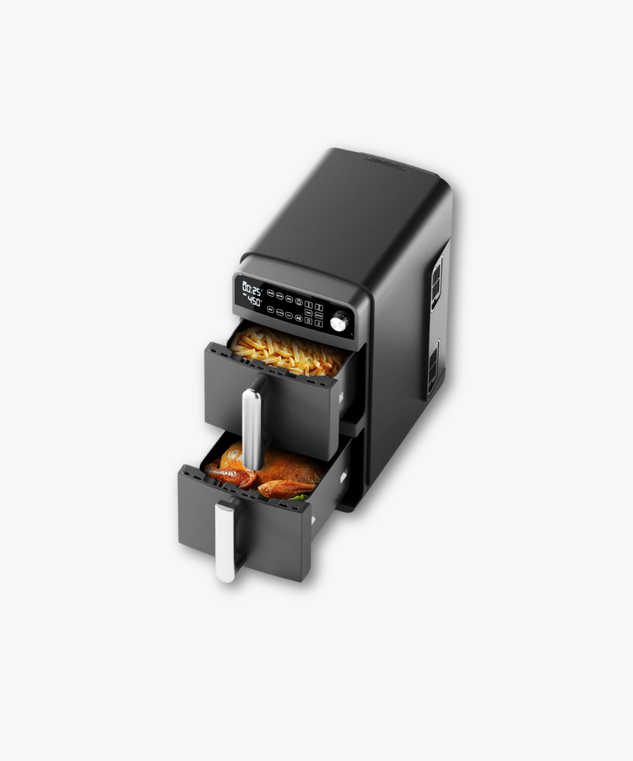 OYAJIA Heißluftfritteuse mit 2 Kammern | 10,8 L Air Fryer mit 2 Körben und 4 Kochstufen 1 OYAJIA Heißluftfritteuse mit 2 Kammern | 10,8 L Air Fryer mit 2 Körben und 4 Kochstufen